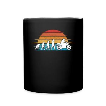 Motorradfahrer Evolution Motorrad Biker - Tasse einfarbig - Schwarz - Vorne