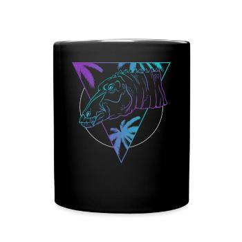 Maiasaura Neon Profile Art Retro Look - Full Colour Mug - black - Front