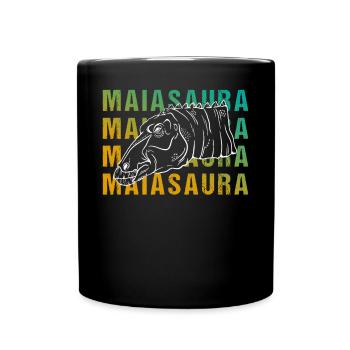 Maiasaura Wortkunst Design Retro Stil - Tasse einfarbig - Schwarz - Vorne