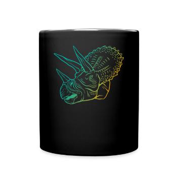 Triceratops Outline Artwork Retro Gift - Full Colour Mug - black - Front