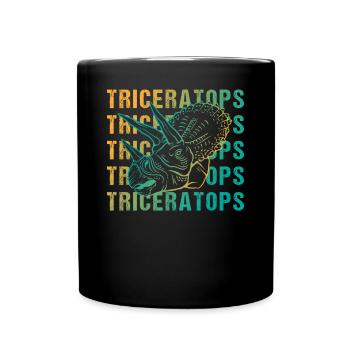 Triceratops Pun Design Vintage Look - Full Colour Mug - black - Front