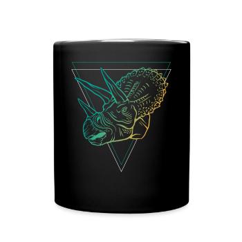 Geometric Triceratops Art Deco Style - Full Colour Mug - black - Front