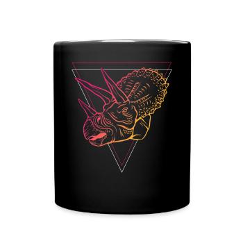 Geometric Triceratops Art Deco Style - Full Colour Mug - black - Front