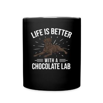 Chien Labrador Retriever chocolat - Mug uni - noir - Devant
