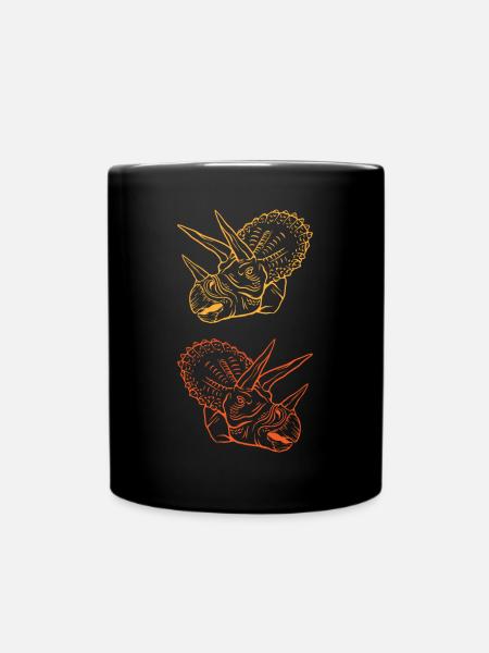 Triceratops Linienkunst Minimal Schwarz - Tasse einfarbig - Schwarz