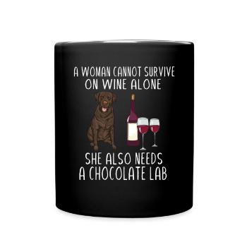 Chien Labrador Retriever chocolat - Mug uni - noir - Devant