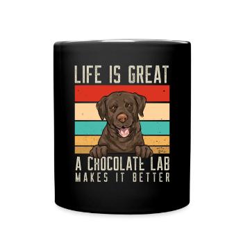 Chien Labrador Retriever chocolat - Mug uni - noir - Devant