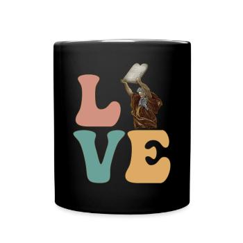 Moses Jüdisch Israelisch 10 Gebote - Tasse einfarbig - Schwarz - Vorne
