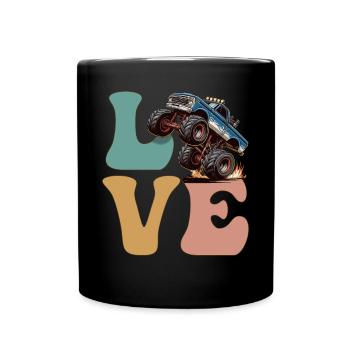 Monster Truck LOVE Groovy - Full Colour Mug - black - Front