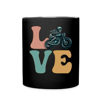 Motorradfahren Motorradfahrer Motorradskelett - Tasse einfarbig - Schwarz - Vorne