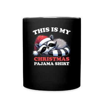 Raccoon Christmas Pajamas Raccoons - Full Colour Mug - black - Front