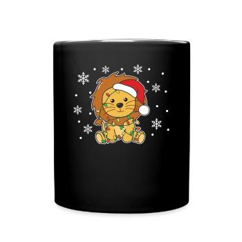 Lion, Noël, Hiver, Animaux, Lion - Mug uni - noir - Devant