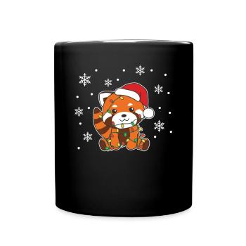 Rote Panda Weihnachten Winter Tiere Rote Pandas - Tasse einfarbig - Schwarz - Vorne