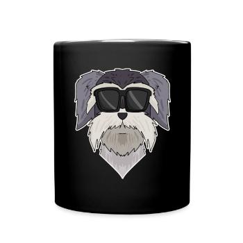 Schnauzer dog with glasses - cool dog - Full Colour Mug - black - Front