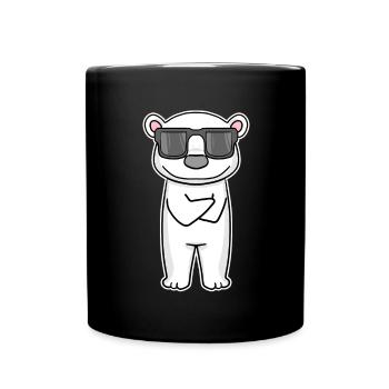 Eisbär mit Brille - Tasse einfarbig - Schwarz - Vorne