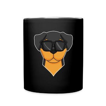 Rottweiler dog with glasses - cool dog - Full Colour Mug - black - Front