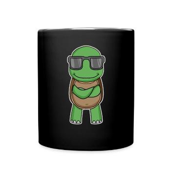 Tortue à lunettes - Mug uni - noir - Devant