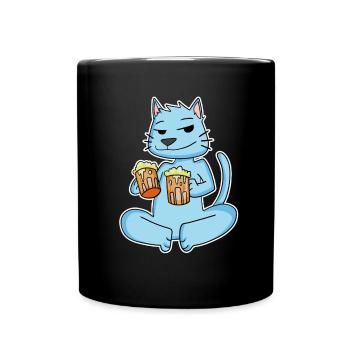 Chat à la bière - Mug uni - noir - Devant