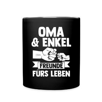 Oma Großmutter und Enkel - Tasse einfarbig - Schwarz - Vorne