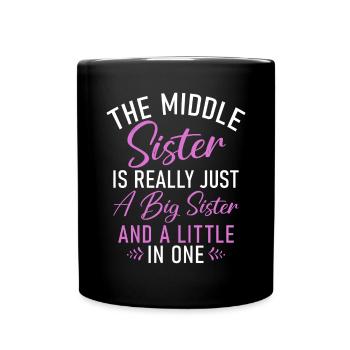 Middle Sister Gifts - Full Colour Mug - black - Front