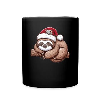 Père Noël chapeau Noël paresseux souris - Mug uni - noir - Devant