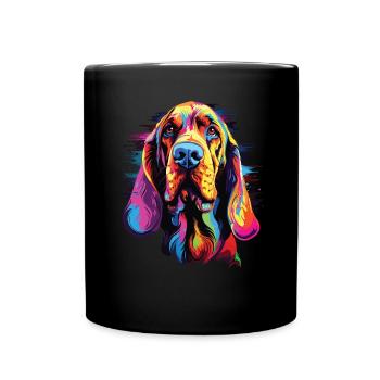 Aquarelle coloré Bloodhound - Mug uni - noir - Devant