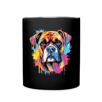 Boxer chien race animal de compagnie - Pop Art coloré - Mug uni - noir - Devant