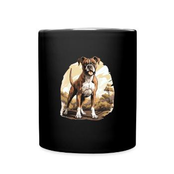 Boxer Dog Breed Pet - Cute Graphic - Full Colour Mug - black - Front