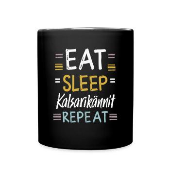 Eat Sleep Kalsarikännit Repeat Finnland Unterhose - Tasse einfarbig - Schwarz - Vorne