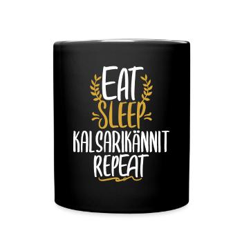 Eat Sleep Kalsarikännit Repeat Finnland Unterhose - Tasse einfarbig - Schwarz - Vorne