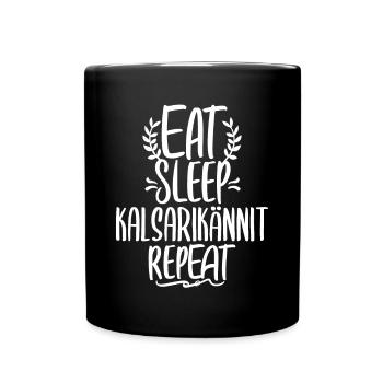 Eat Sleep Kalsarikännit Repeat Finnland Unterhose - Tasse einfarbig - Schwarz - Vorne
