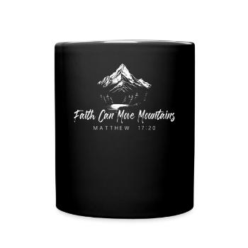 Mountains Christ Matthew 17:20 Bible Verse Christian - Full Colour Mug - black - Front