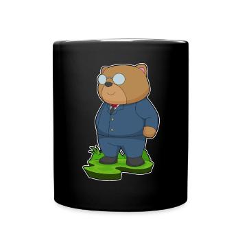 Bär Bräutigam Anzug Hochzeit - Tasse einfarbig - Schwarz - Vorne