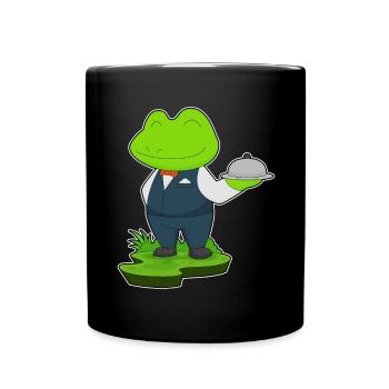 Cuisinier grenouille servant la cuisine de cloches - Mug uni - noir - Devant