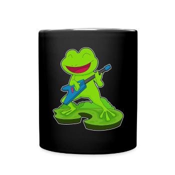 Frosch Musiker Gitarre Musik - Tasse einfarbig - Schwarz - Vorne