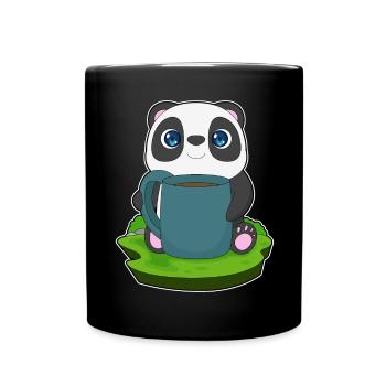 Panda Kaffee Becher - Tasse einfarbig - Schwarz - Vorne