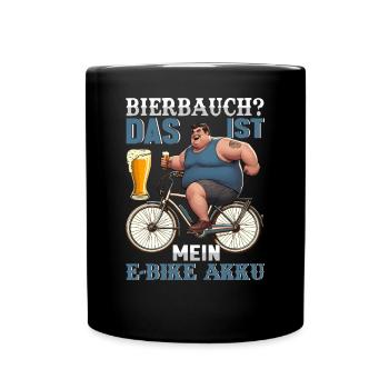 Bierbauch? Das ist mein E- Bike Akku! - Tasse einfarbig - Schwarz - Vorne