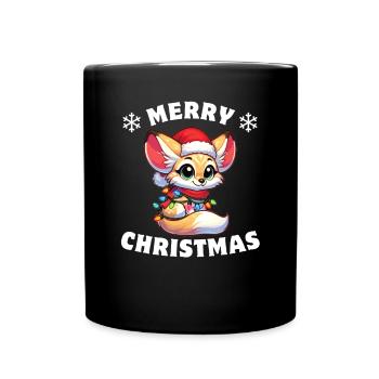 Santa Hat Christmas Fairy Lights Fennec - Full Colour Mug - black - Front