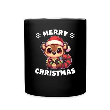 Père Noël chapeau Noël fée lumières Wrap ours - Mug uni - noir - Devant