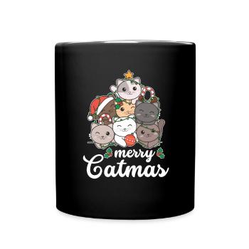 Merry Catma's Pun Cat Christmas - Full Colour Mug - black - Front