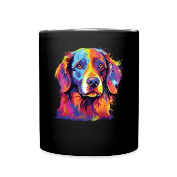 Wasserfarben Farbenfroher Brittany Spaniel - Tasse einfarbig - Schwarz - Vorne