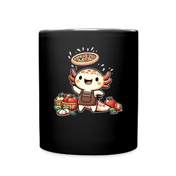 Snaxolotl Pizzalotl Axolotl liebt Pizza - Tasse einfarbig - Schwarz - Vorne