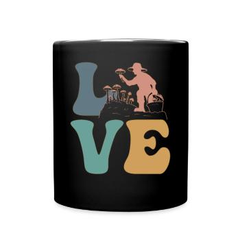 Mushroom Hunting, Mushroom Hunter, Mycology - Full Colour Mug - black - Front