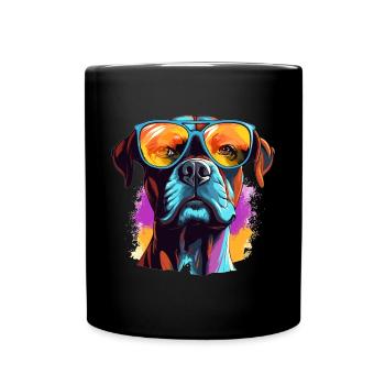 Boxer chien race animaux de compagnie tournesols Pop Art coloré - Mug uni - noir - Devant