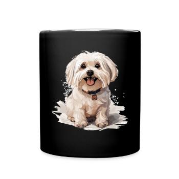 Maltese Dog Breed Pet Cute Graphic - Tasse einfarbig - Schwarz - Vorne