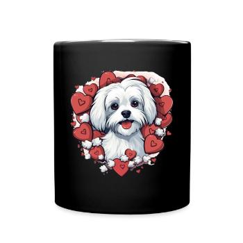 Maltese Dog Breed Pet Cute Graphic with Hearts - Tasse einfarbig - Schwarz - Vorne