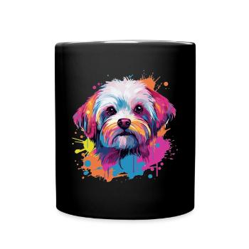 Chien maltais race animal de compagnie Pop Art - Mug uni - noir - Devant