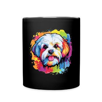 Chien maltais race animal de compagnie Pop Art - Mug uni - noir - Devant