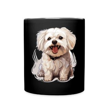 Maltese Dog Breed Pet Cute Graphic - Tasse einfarbig - Schwarz - Vorne