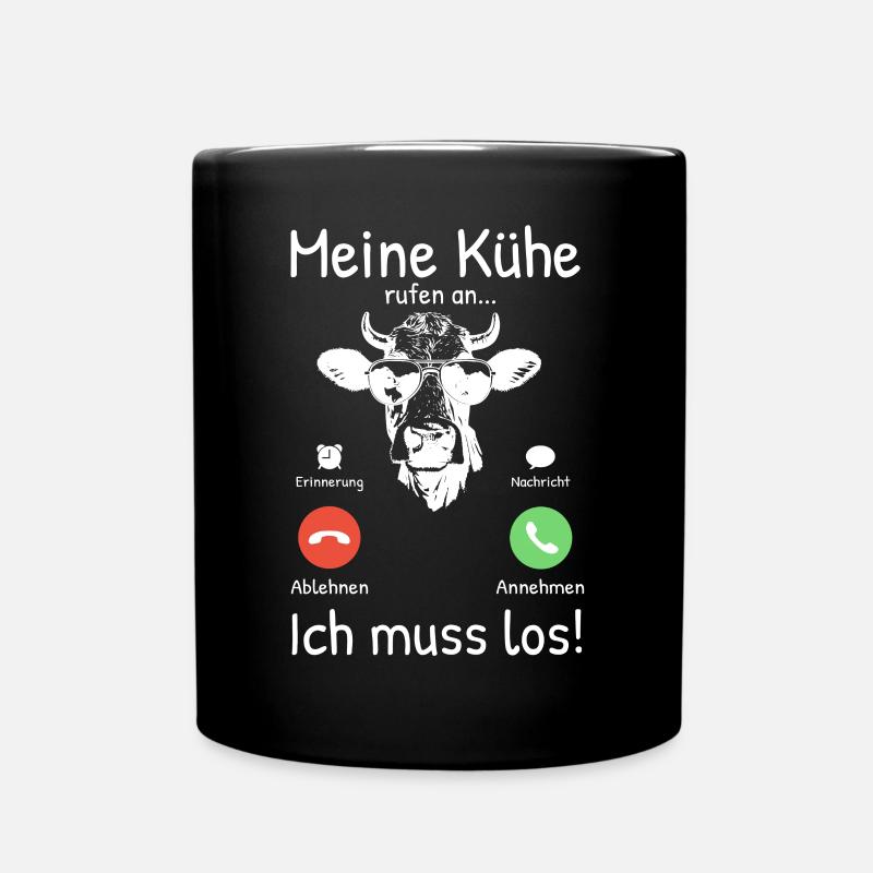 Meine Kühe Rufen An - Tasse einfarbig - Schwarz